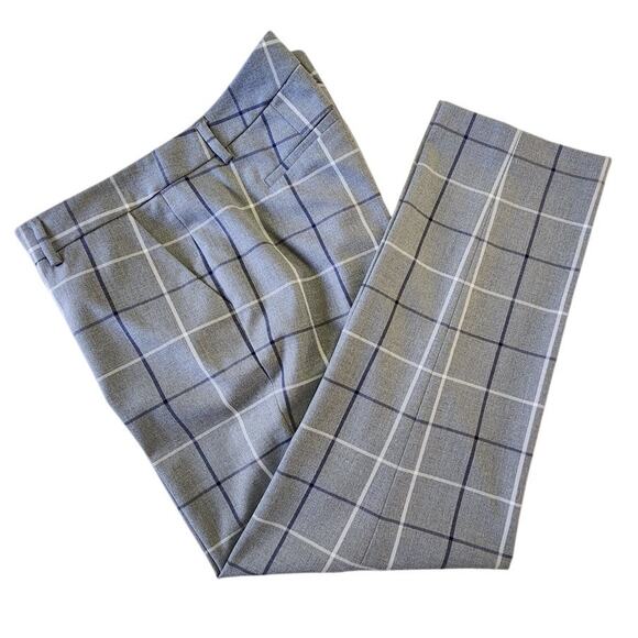 Tommy Hilfiger Gray Windowpane Plaid Slim Ankle Slack Pants Women Size 12 NWOT - Picture 1 of 13